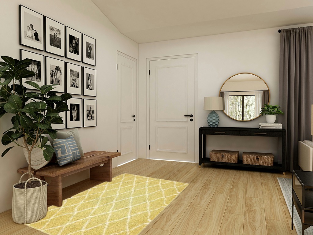 Unique Loom Rabat Shag Collection Modern Tribal Moroccan Inspired Plush & Soft Geometric Design Area Rug (4' 0 x 6' 0 Rectangular, Yellow/ Ivory) in Transitional Minimalistic Entryway