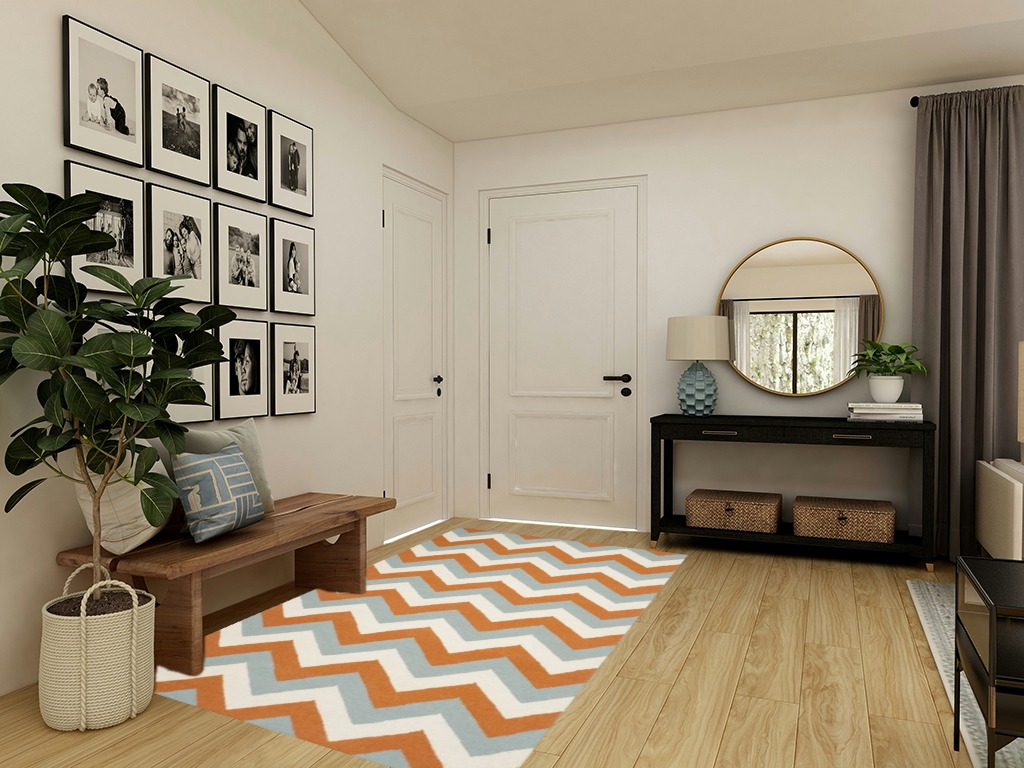 Safavieh 5' x 8' Dhurries Dhu640c Terracotta / Blue Rug in Transitional Minimalistic Entryway