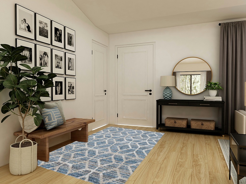 Ameli Contemporary Blue/Beige Rug, 4'' x 6'' Accent Rug Wade Logan Rug Size ... in Transitional Minimalistic Entryway
