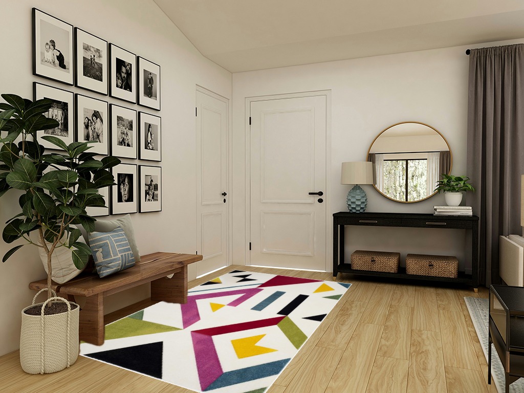 SAFAVIEH Hollywood Collection Area Rug - 5'3" x 7'6", Ivory & Rose, Mid-Century Modern Design, Non-Shedding & Easy Care, Ideal for High Traffic Areas in Living Room, Bedroom (HLW700A) in Transitional Minimalistic Entryway