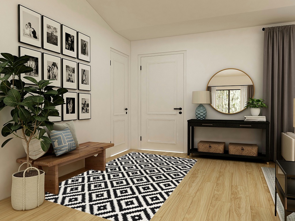 nuLOOM Kellee Hand Tufted Geometric Wool Area Rug, 5x8, Black in Transitional Minimalistic Entryway