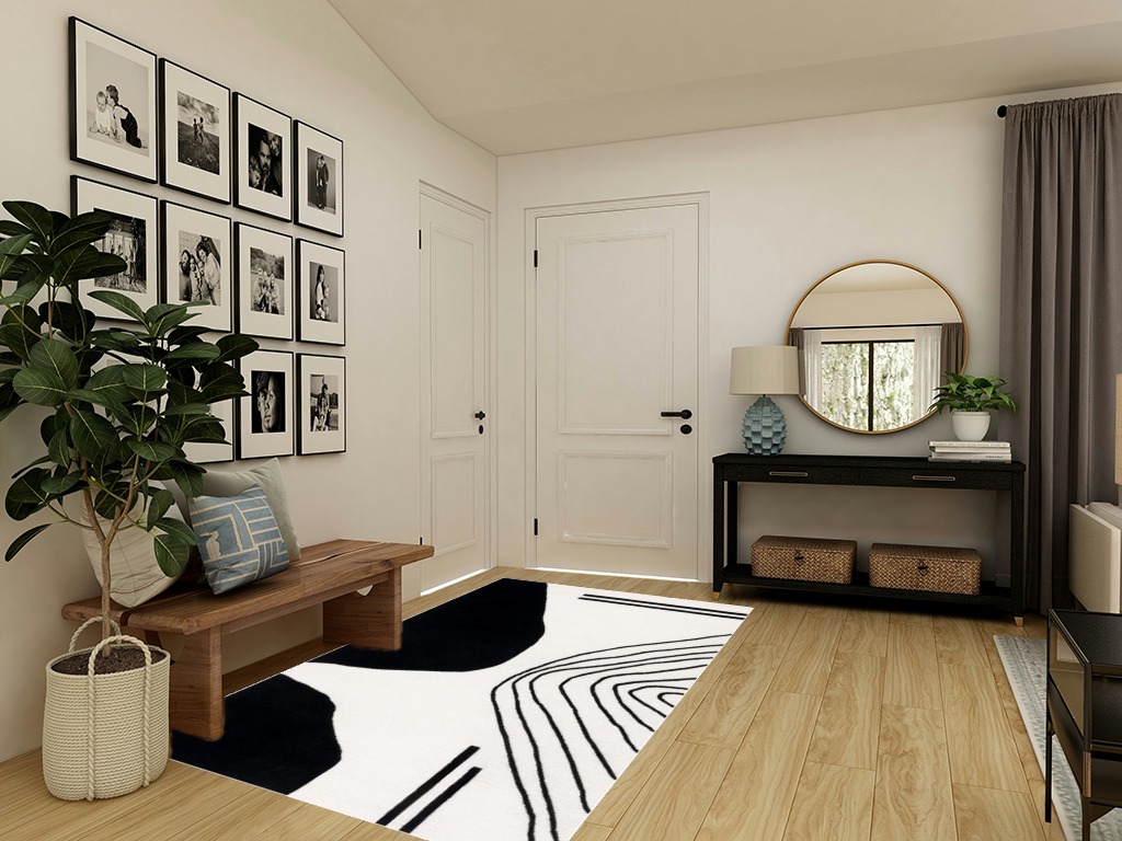 Safavieh Rodeo Drive Collection Area Rug - 5' x 8', Ivory & Black, Handmade Mid-Century Modern Abstract Wool, Ideal for High Traffic Areas in Living Room, Bedroom (RD860B) in Transitional Minimalistic Entryway