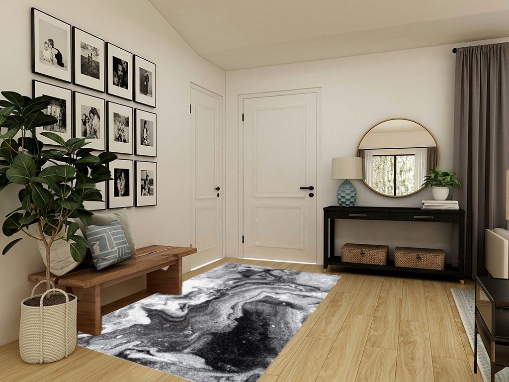 nuLOOM Remona Modern Abstract Area Rug, 5x8, Grey in Transitional Minimalistic Entryway