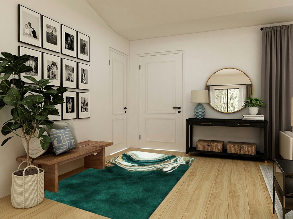 Living Dining Room Abstract Emerald Green Marble Area Rugs Modern Indoor Soft Throw Rug Home Decor Non Slip Carpets,5x8ft in Transitional Minimalistic Entryway