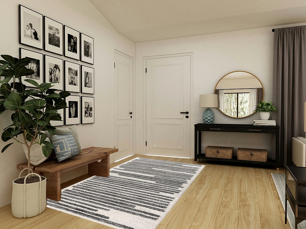 JONATHAN Y MOH207A-5 Khalil Modern Berber Stripe Indoor Farmhouse Area-Rug Bohemian Minimalistic Striped Easy-Cleaning Bedroom Kitchen Living Room Non Shedding, 5 X 8, Cream,Black in Transitional Minimalistic Entryway