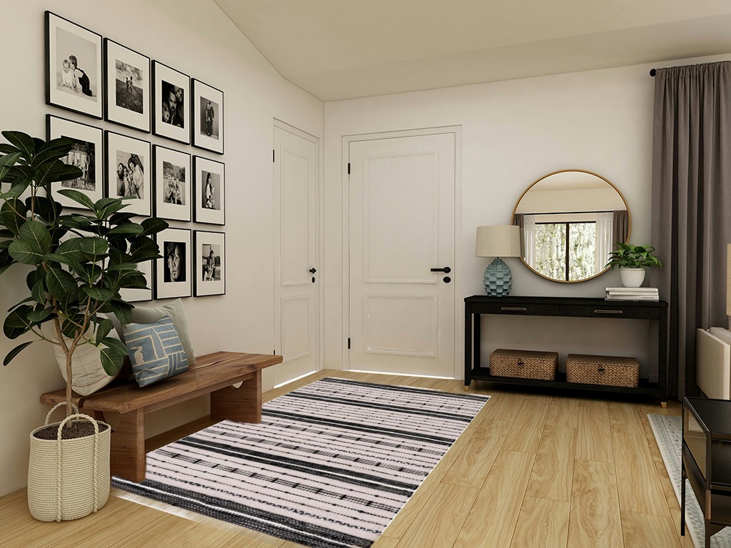 Safavieh Striped Kilim Collection Area Rug - 5' x 8', Beige & Black, Flat Weave Boho Tassel Fringe Cotton Design, Easy Care, Ideal for High Traffic Areas in Living Room, Bedroom (STK206B) in Transitional Minimalistic Entryway