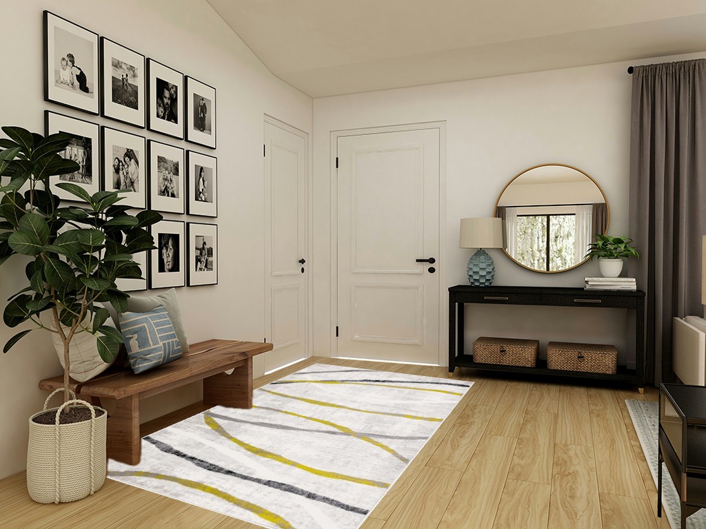 SAFAVIEH Skyler Collection Area Rug - 5'1" x 7'6", Ivory Grey & Green, Abstract Design, Ideal for High Traffic Areas in Living Room, Bedroom, Dining (SKY112Y-5) in Transitional Minimalistic Entryway