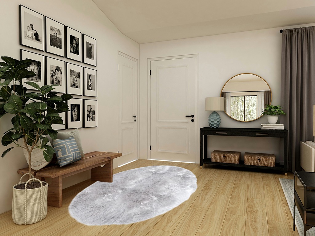 Super Soft Grey Round Faux Fur Area Rugs, Fuzzy Fluffy Sheepskin Carpet, Shaggy Furry Floor Mat for Nursery Rugs Living Room Bedroom Bedside, 3 x 3 Feet in Transitional Minimalistic Entryway