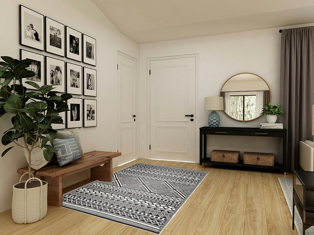 Beverly Rug Aztec Outdoor Rugs in Transitional Minimalistic Entryway