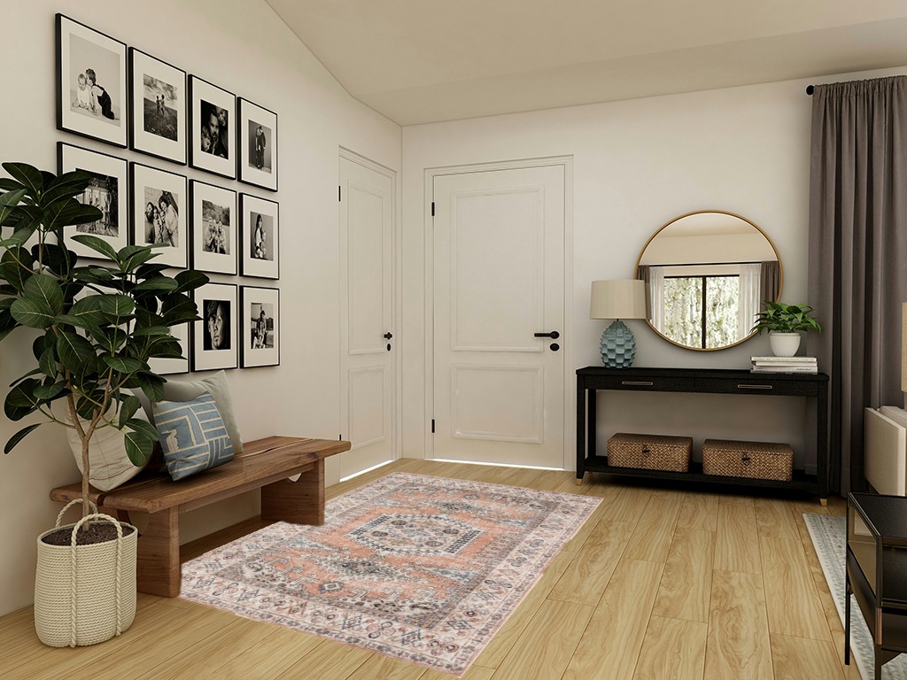 Ultra-Thin Antique Collection Area Ru in Transitional Minimalistic Entryway