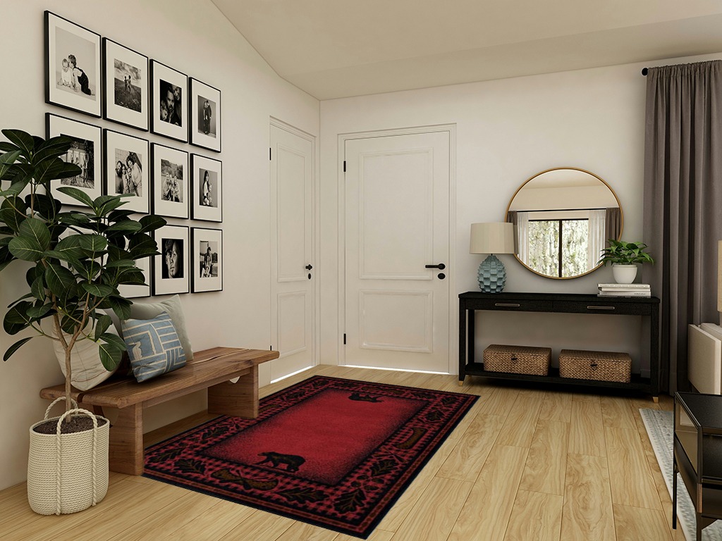 Rug Empire Rustic Lodge Cabin Bear Walk Area Rug, 5'3"x7'3" in Transitional Minimalistic Entryway