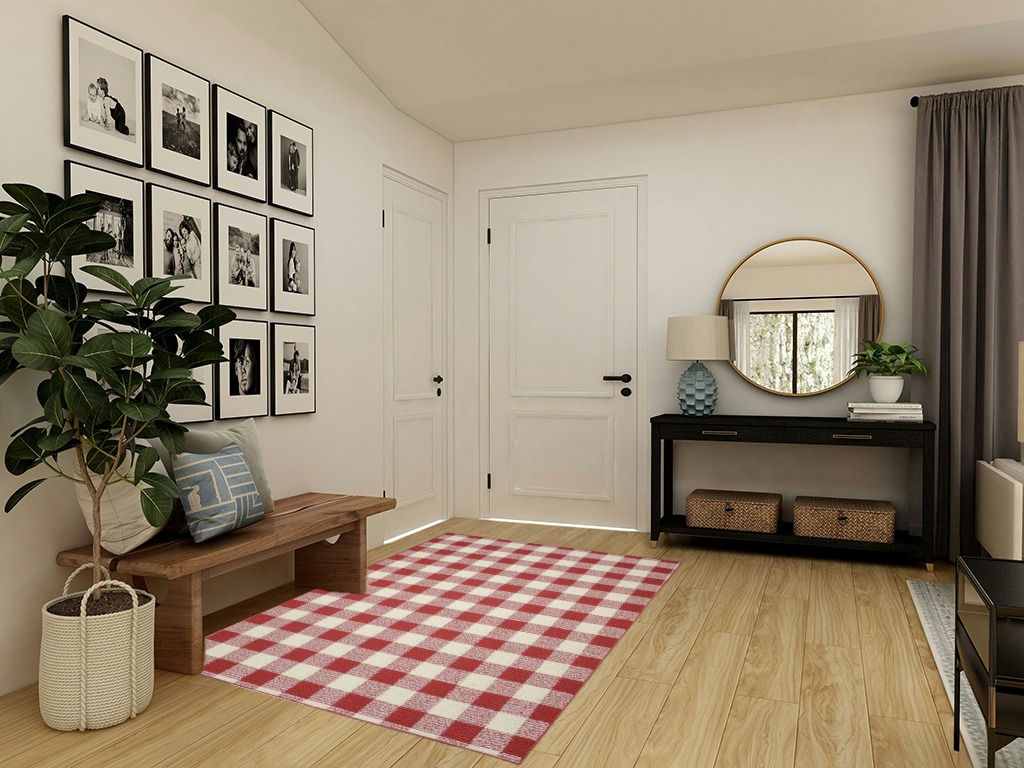 Garland Rug Country Living Buffalo Plaid Area Rug, 5-Feet by 7-Feet, Chili Red/Ivory in Transitional Minimalistic Entryway