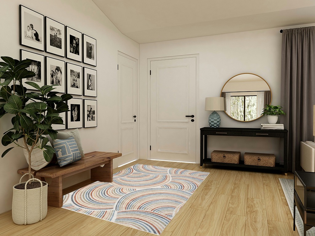 Nourison Astra Machine Washable Mid-Century Modern Ivory/Multi 5'3" x 7' Area Rug, Easy -Cleaning, Non Shedding, Bed Room, Living Room, Dining Room, Kitchen (5x7) in Transitional Minimalistic Entryway