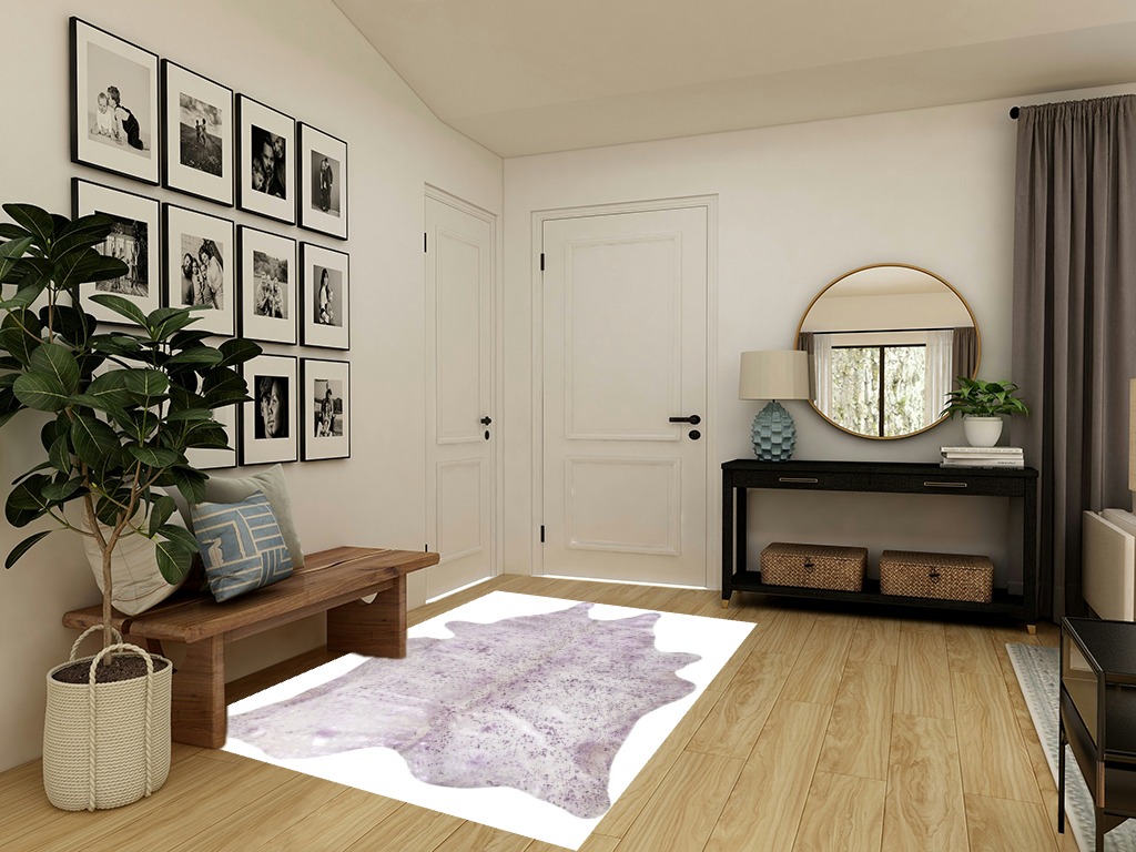 Natural Scotland Cowhide Area Rugs for Living Room and Bedroom | Handmade 100% Cow Rug with Low Pile | Shed-Resistant Home and Office Rug, Pink & Silver, 6 ft x 7 ft in Transitional Minimalistic Entryway