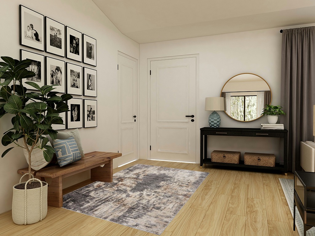 LUXE WEAVERS Euston Gray 5 x 7 Abstract Modern Area Rug in Transitional Minimalistic Entryway