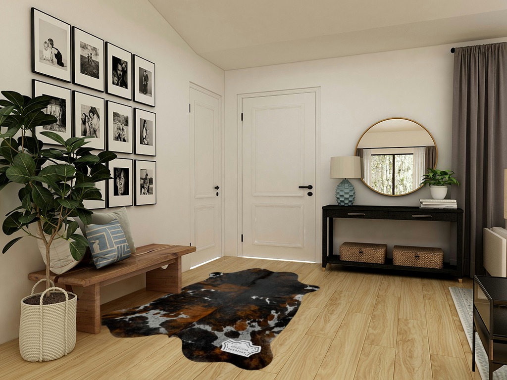 Appaloosa Cowhides Natural Cowhide Rug - Tricolor Cowhide Area Rug for Bedroom & Living Room - Luxury Cowhides Modern Accent Rug - Genuine Leather with Real Animal Fur, Dark, 5 x 7 Feet in Transitional Minimalistic Entryway