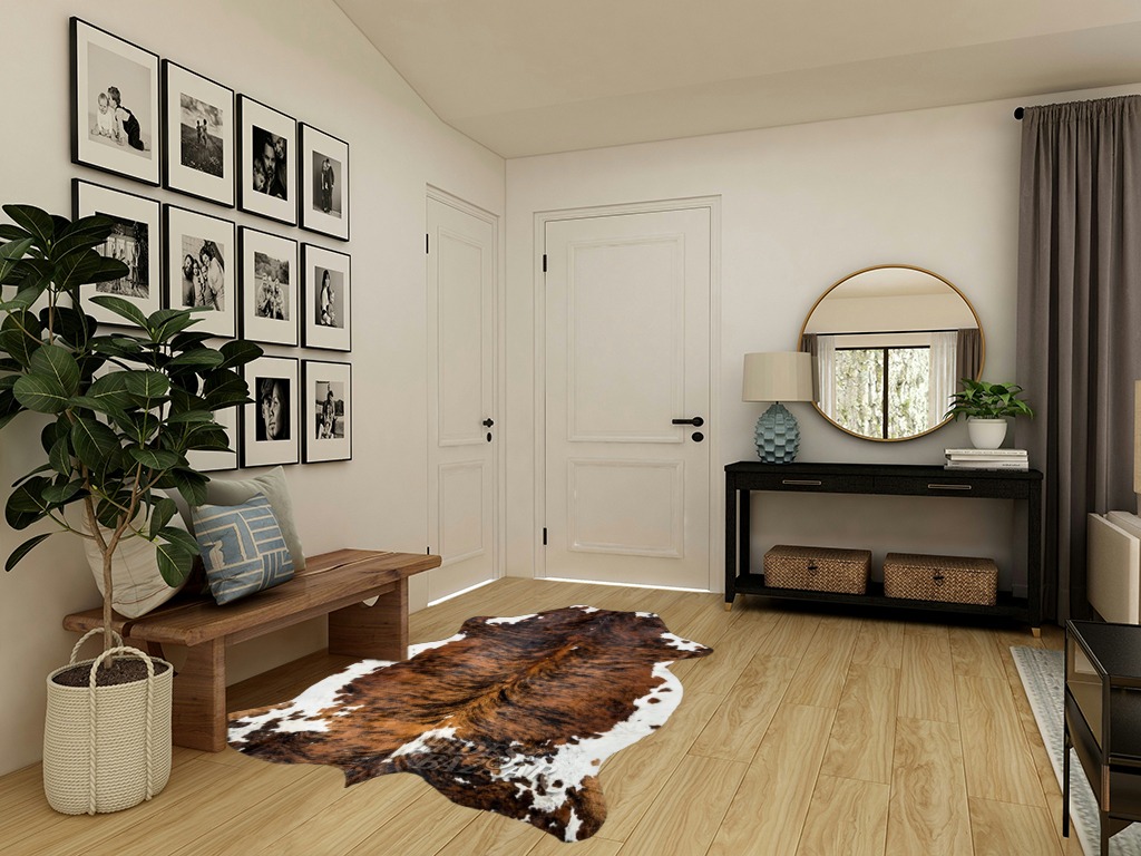HIDES BAZAAR Brown Brindle Cowhide Rug, Premium Quality Genuine Leather Cow Hide, Brown, Black and White Area Rug (5x7 ft) in Transitional Minimalistic Entryway