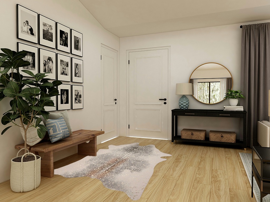 Loloi II Bryce Collection BZ-07 Pewter/Gold, Contemporary 5' x 6'-6" Area Rug in Transitional Minimalistic Entryway
