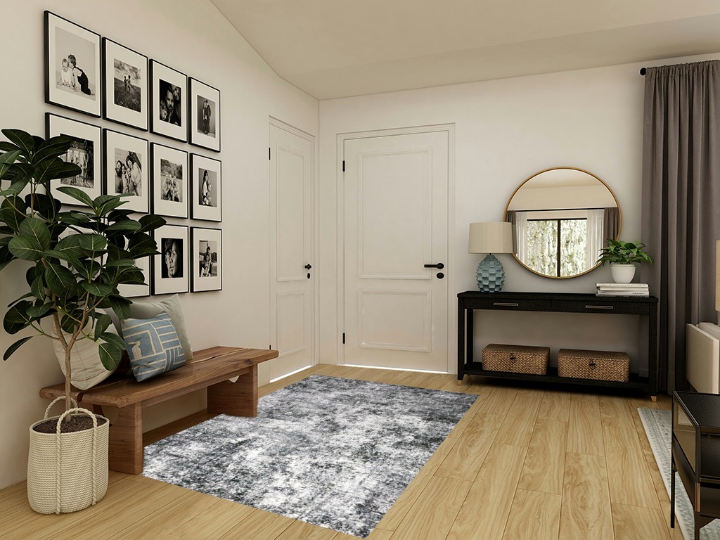 Area Rug Living Room Rugs - 5x7 Large Soft Indoor Neutral Modern Abstract Low Pile Washable Rug Carpet for Bedroom Dining Room Farmhouse Home Office - Grey in Transitional Minimalistic Entryway