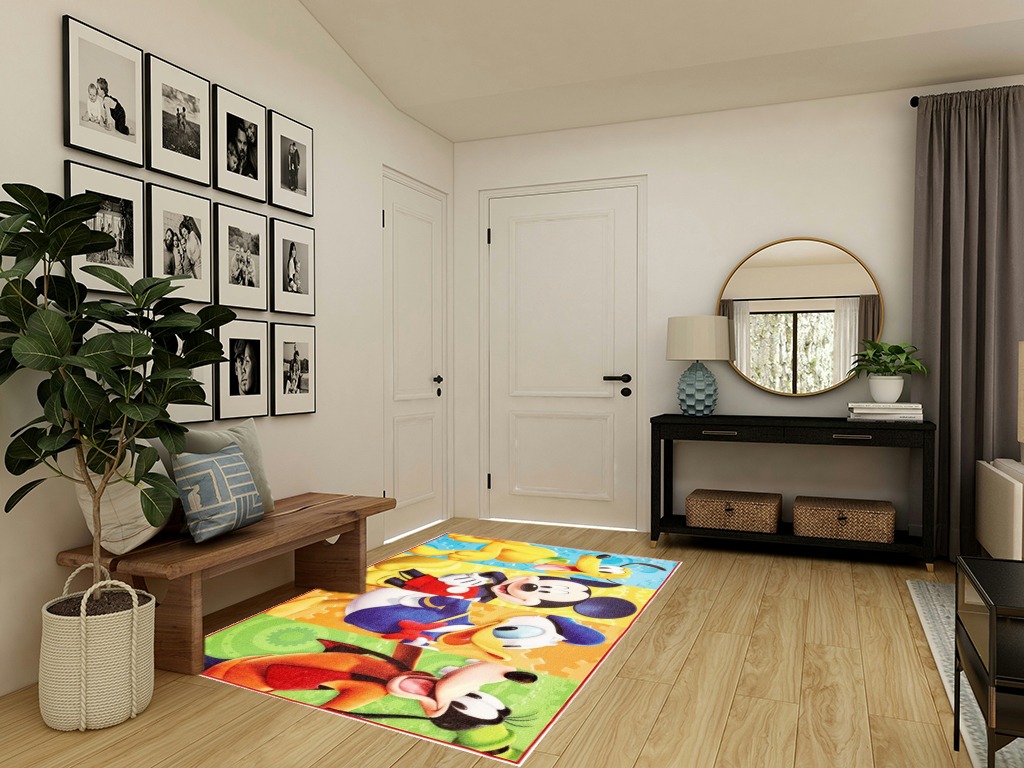 Gertmenian Kids Playroom & Game Room Carpet Disney Mickey Mouse Club House Friends Childrens Rug Kids Home Decor, Area Carpet for Boys & Girls Playroom, Bedroom 54x78 Large, Multi-Color, 31117 in Transitional Minimalistic Entryway
