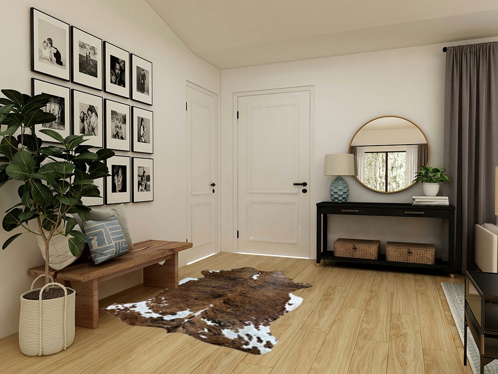 bonanza leathers Genuine Cowhide Rug Classic Tricolor Size S/L/XL 5X6/6X7/7X8 FT (L) in Transitional Minimalistic Entryway
