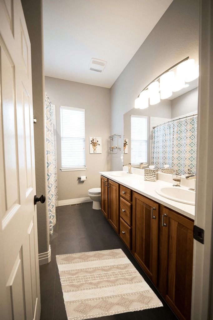 Billie Geometric Handmade Flatweave Beige/Ivory Area Rug Laurel Foundry Modern ... in Wooden and Grey Bathroom