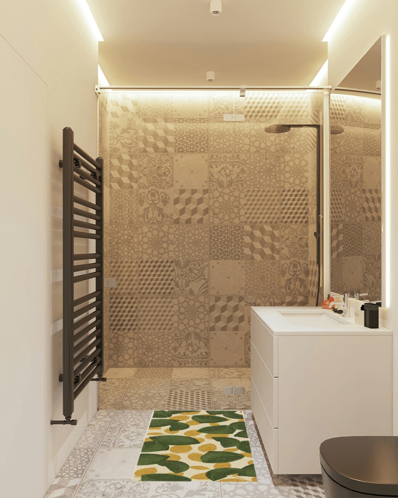 2'x3' | Machine Washable Area Rug | Kid & Pet Friendly | Indoor Rug | Lemonade ... in White Tiled Bathroom