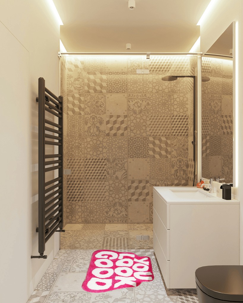 DyeFury ???????????????????? ????????" ????????????" You Look Good Bath Mat Hot Pink,Cute Bathroom Rugs for Girls Fun Funny Funky Cool Rug Bedroom Pink Preppy Bathroom Decor Hello Beautiful Gorgeous Bath Rugs for Women in White Tiled Bathroom