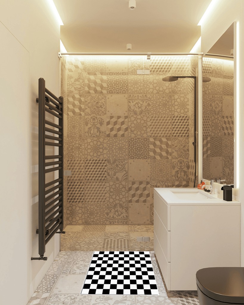 Black White Grid Living Room Rug, Checkered Flag Racing Area Rug, Fluffy Soft Machine Washable Breathable Durable for Hotel Yoga Patio Bedroom Office Study 2ftx3ft in White Tiled Bathroom