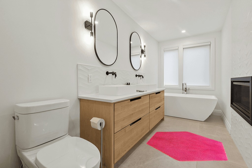 junovo Ultra Soft Rug in Scandinavian Neutral bathroom