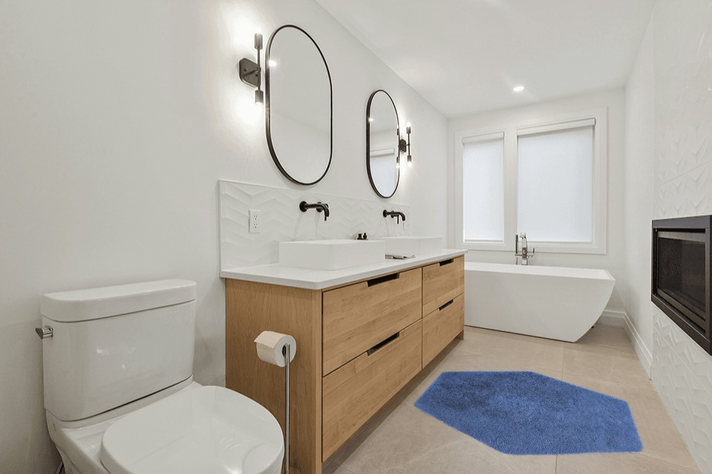 Ultra Soft Rug 4.6 ft in Scandinavian Neutral bathroom