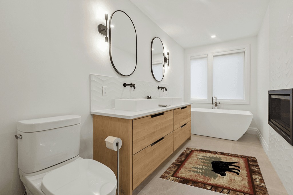 Mayberry Rug 6387 Birch Bear Area Rug, 3'11"x5'3", Brown in Scandinavian Neutral bathroom