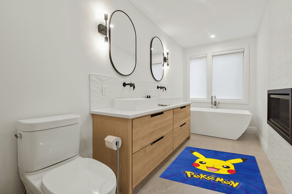 Northwest Pokemon Burst Pika Silk Touch Throw Blanket, 46" x, 60" in Scandinavian Neutral bathroom