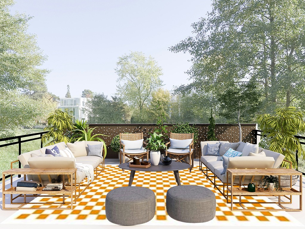 JROSING Checkered 8x10 Rug, Orange Checkerboard Modern Boho Washable Foldable Large Area Rugs for Living Room, Low Pile Ultrathin Nonslip Indoor Carpet for Office Bedroom Diningroom Classroom Playroom in Scandinavian Modern Patio