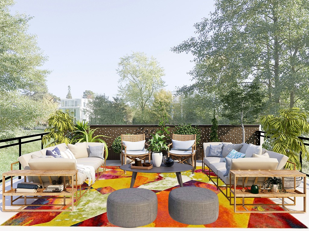 Unique Loom Lyon Collection Modern Abstract Colorful Prism Area Rug, 8 x 10 Feet, Multi/Yellow in Scandinavian Modern Patio
