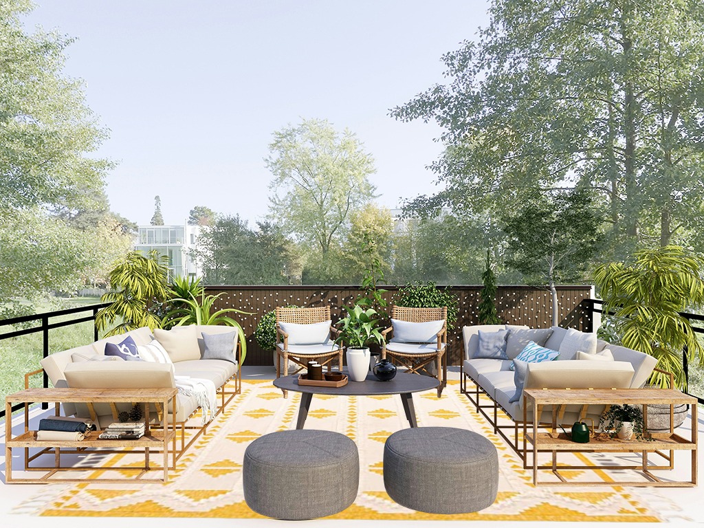 Unique Loom Mesa Collection Area Rug - Maricopa (8' x 10' Rectangle, Yellow and White) in Scandinavian Modern Patio