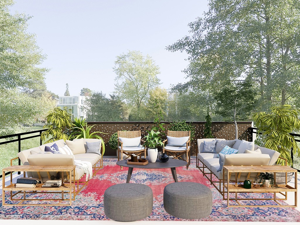 Large Washable Rug Indoor, in Scandinavian Modern Patio