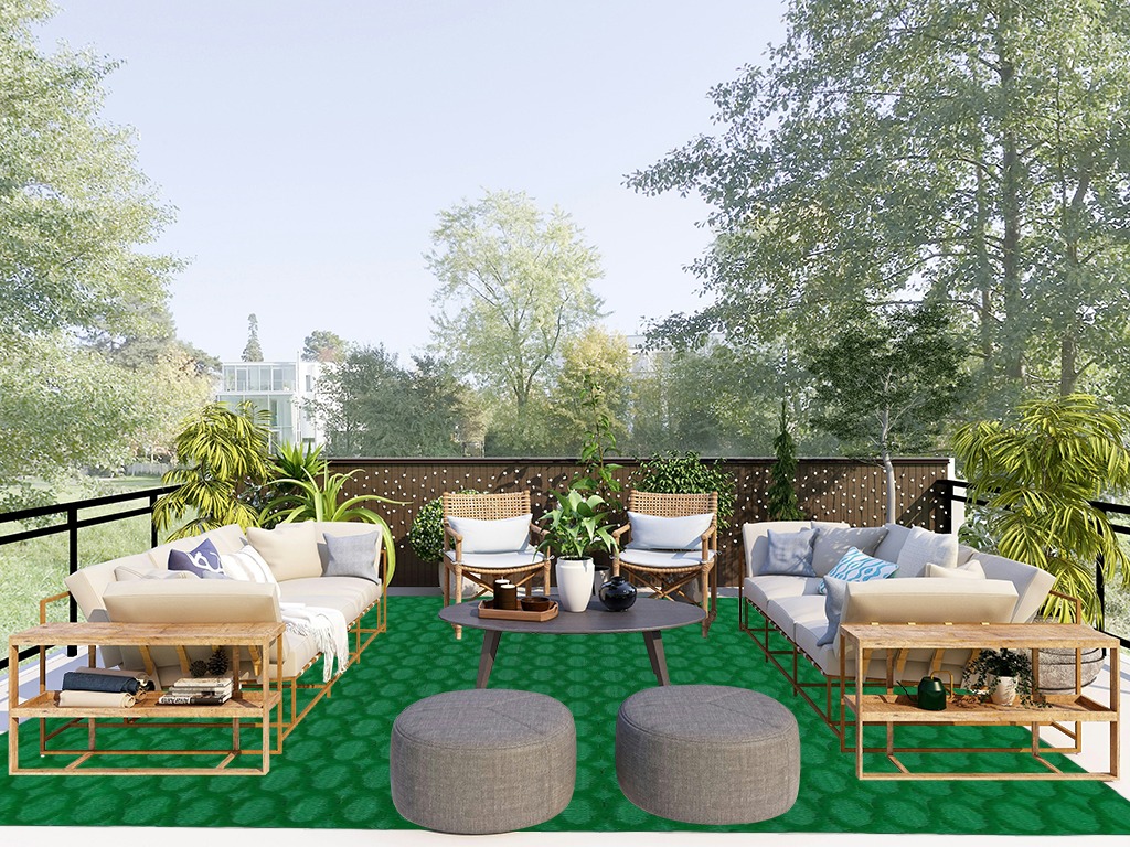 Garland Rug Garden Trellis 9 ft. x 12 ft. Indoor/Outdoor Area Rug Green in Scandinavian Modern Patio