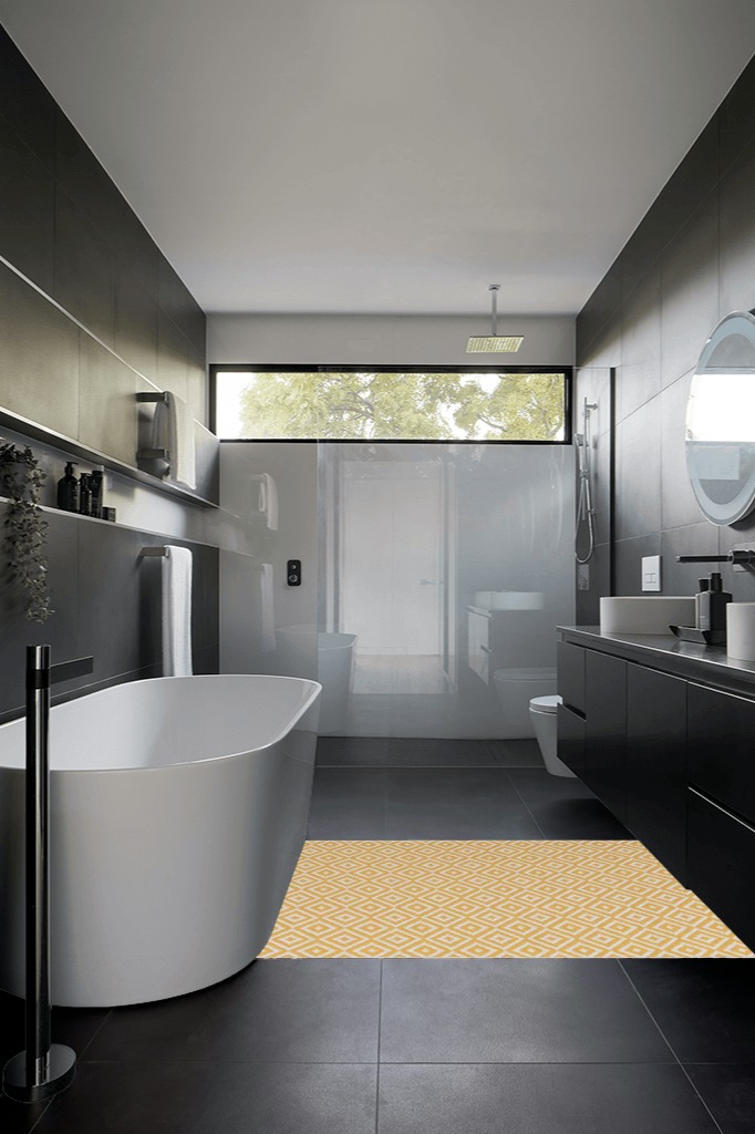 Unique Loom Outdoor Collection Area Rug - Costa Rica (4' 1' x 6' 1' Rectangle, Yellow Ivory/ Ivory) in Black Modern Bathroom