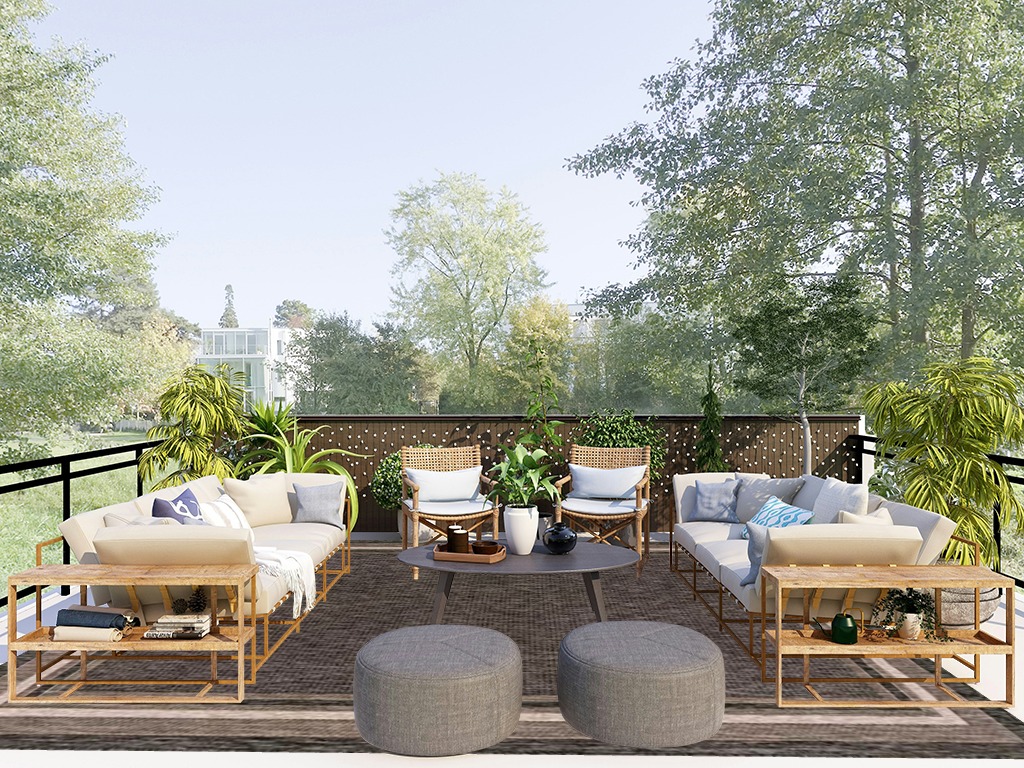 Unique Loom Outdoor Border Collection Area Rug - Soft Border (9' x 12' Rectangle, Black/ Ivory) in Scandinavian Modern Patio