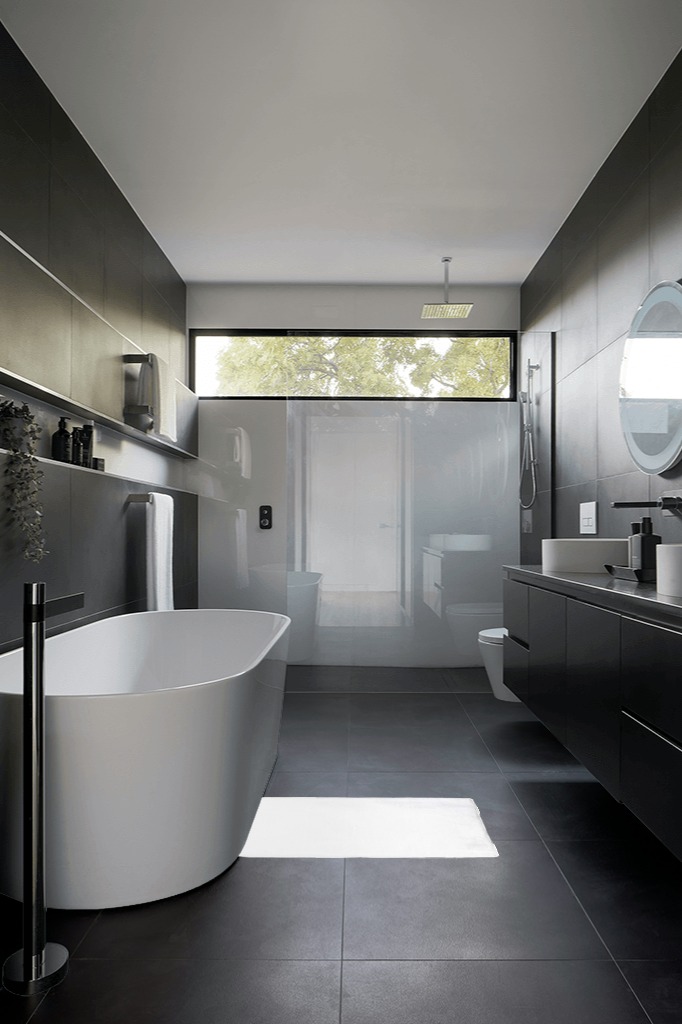 Ultra Soft Snow White, 2 x 3 Feet in Black Modern Bathroom