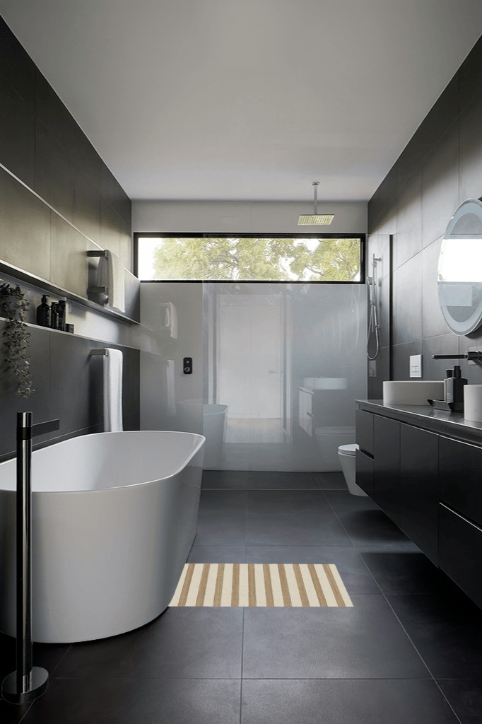 2'x3' | Machine Washable Area Rug | Kid & Pet Friendly | Indoor Rug | Sumi Sailor ... in Black Modern Bathroom