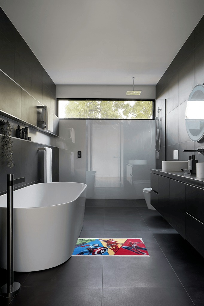 Super Hero Rug,Super Hero Carpet, Kids Room Rug, Boys Room Rug, Kids Rug CustomRECHT-26.0 (23”x31”)=60x80cm in Black Modern Bathroom