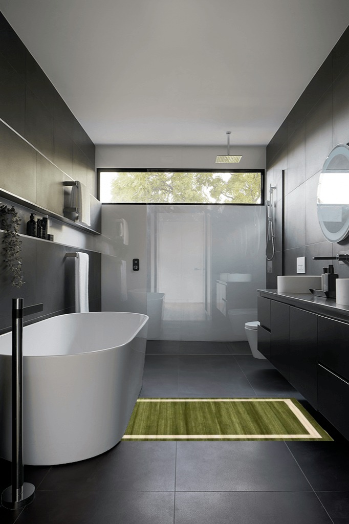 Songul Area Rug in Green Breakwater Bay Rug Size: Rectangle 3'3" x 5'3" in Black Modern Bathroom