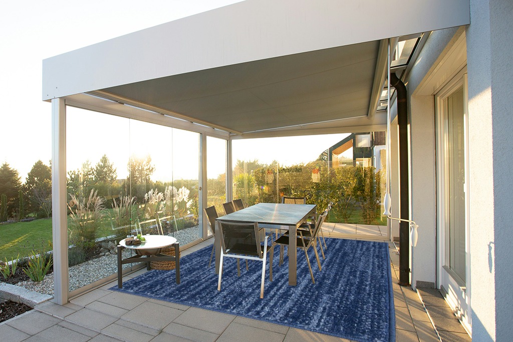 Nourison Essentials Indoor/Outdoor Navy Blue 8' x 10' Area Rug, Easy -Cleaning, Non Shedding, Bed Room, Living Room, Dining Room, Backyard, Deck, Patio (8x10) in Silver and Grey Outdoor Patio