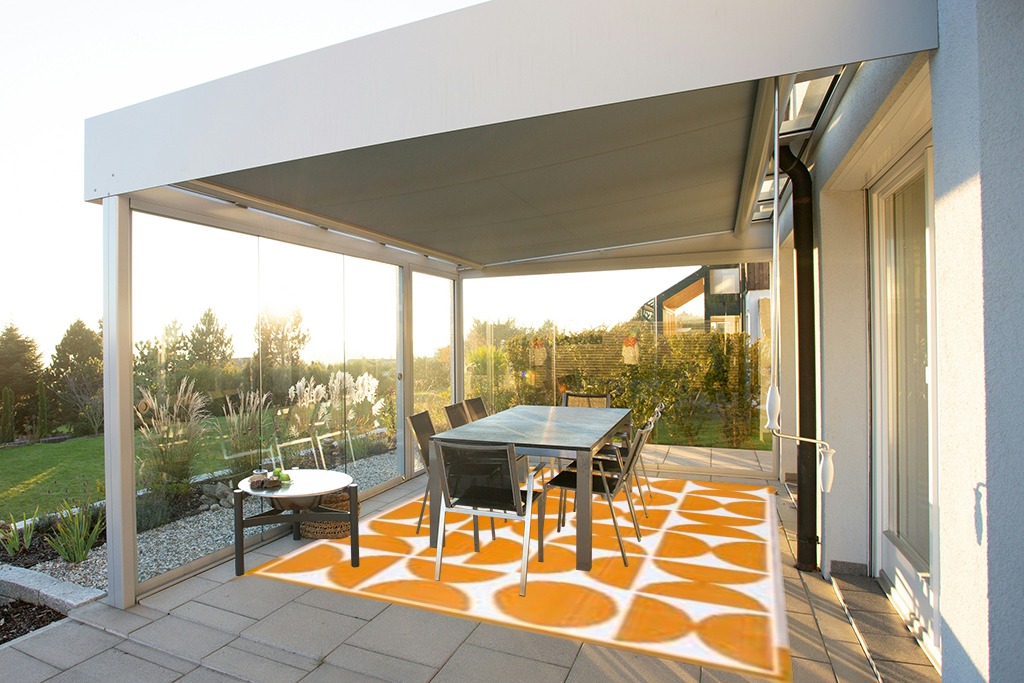 Wonnitar Outdoor Rugs 8x10 Waterproof Plastic Straw Rug, Large Outdoor Camping Rug for RV, Reversible Portable Outside Lightweight Area Rug for Backyard Balcony Beach Picnic (Orange,8'x10') in Silver and Grey Outdoor Patio