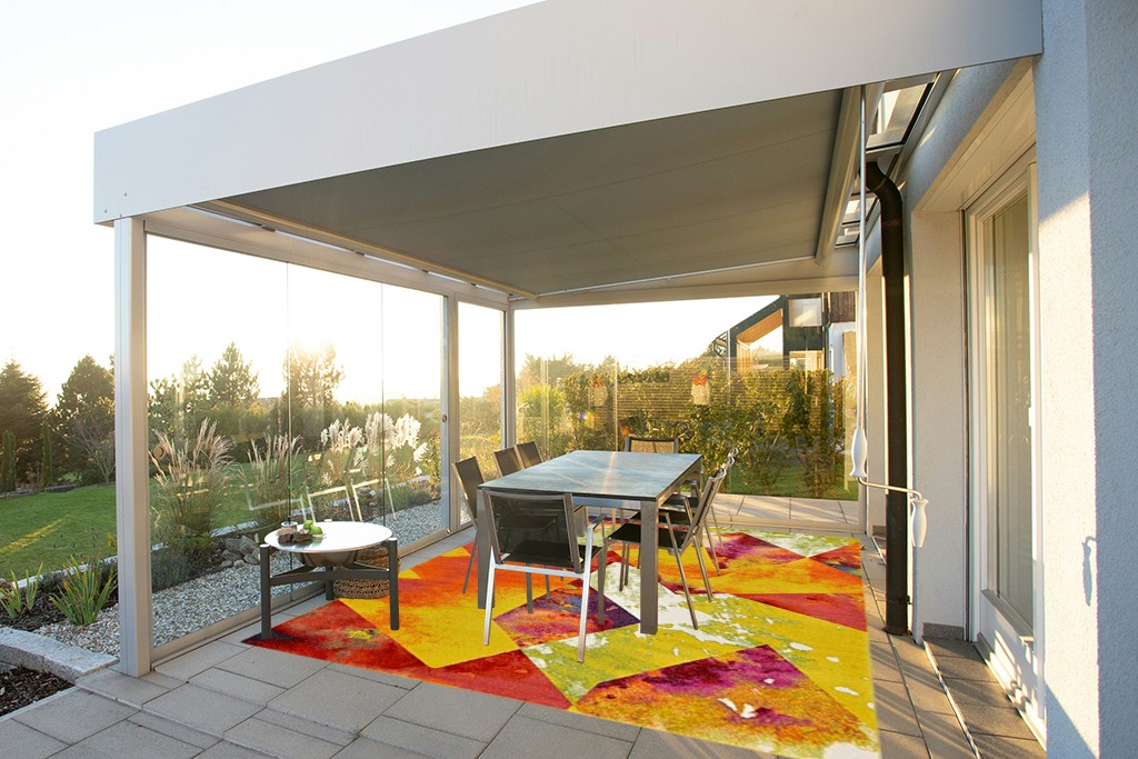 Unique Loom Lyon Collection Modern Abstract Colorful Prism Area Rug, 8 x 10 Feet, Multi/Yellow in Silver and Grey Outdoor Patio