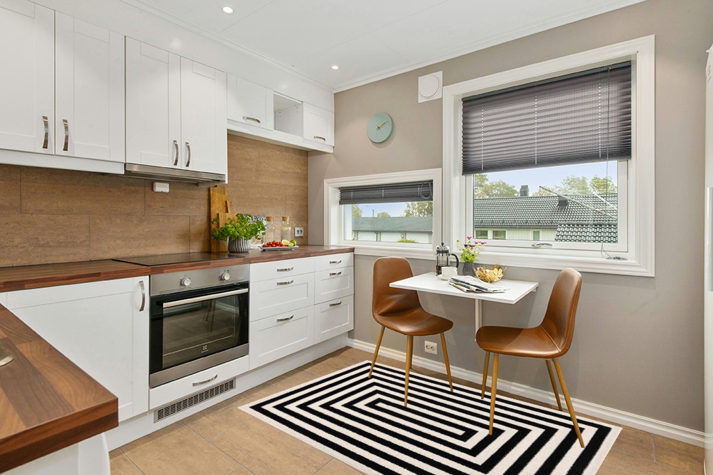 Abani Contemporary Black & Ivory 4' x 6' Area Rug, Contrasting Geometric Modern Stripe Symmetrical Living Room Carpet Rugs in Wood and White Small Kitchen