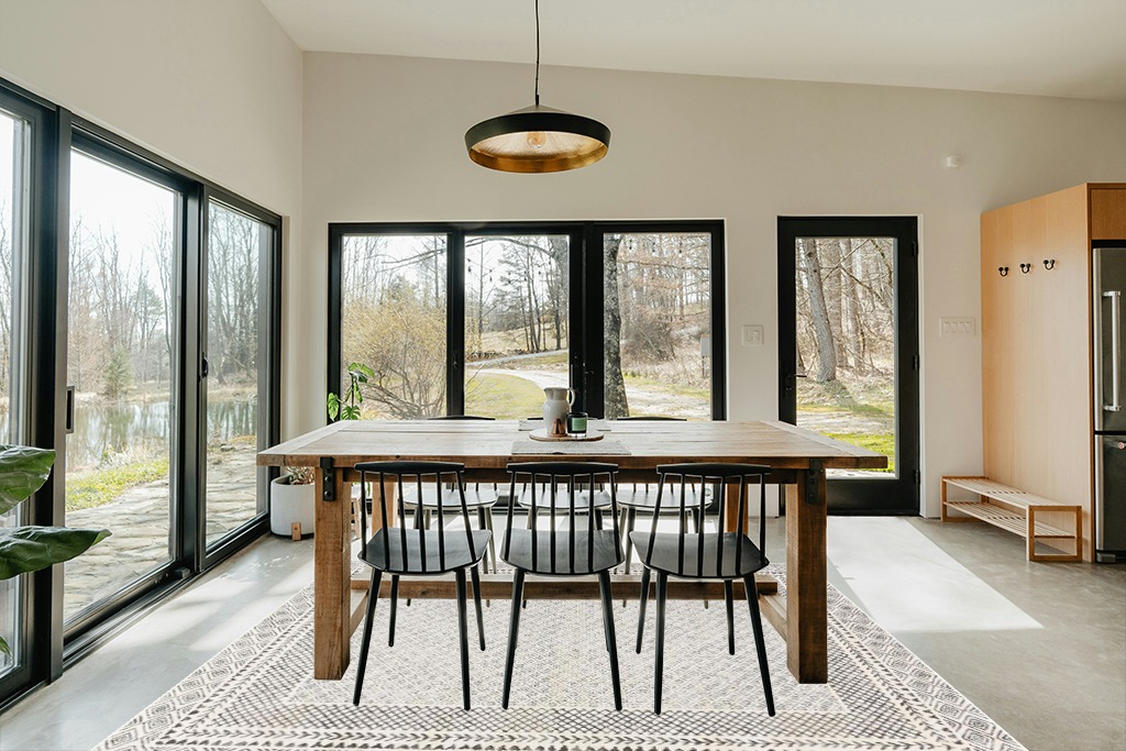 Artistic Weavers Melodie Boho Farmhouse Area Rug,6'7" x 9',Beige in Scandinavian Dining Room with Rectangular Table