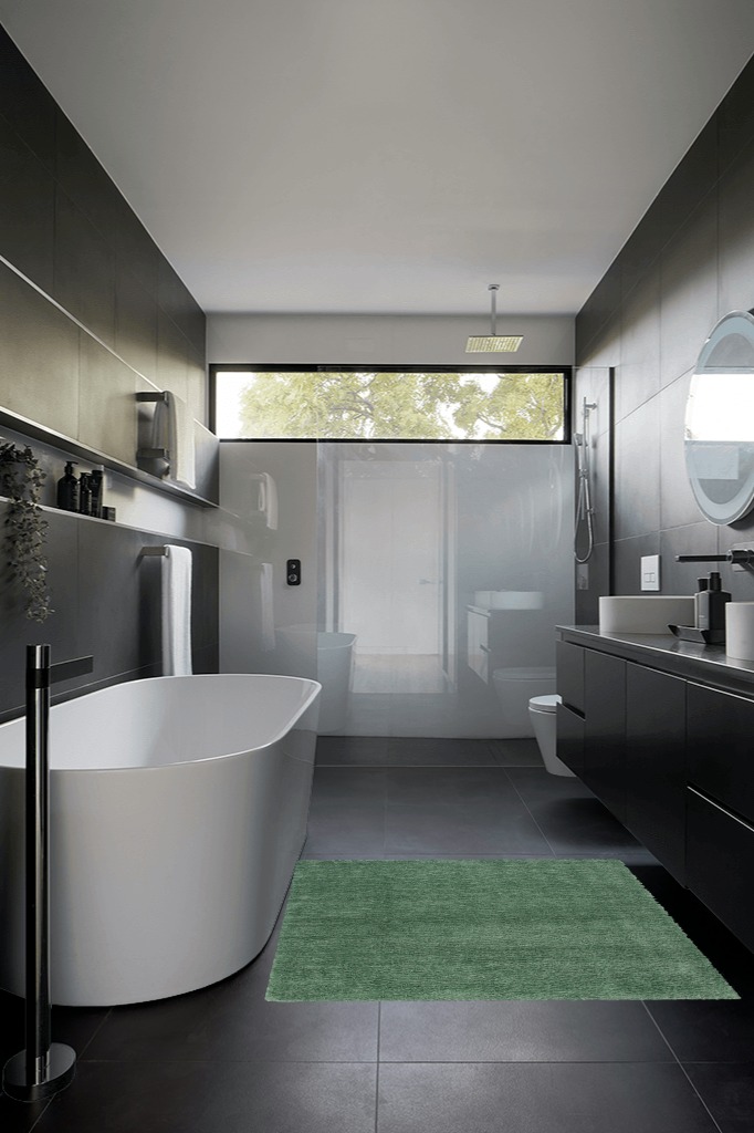 Safavieh August Shag Rug Collection AUG200Y - Green - 4' x 4' Square in Black Modern Bathroom